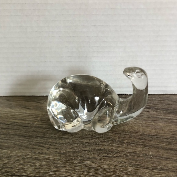 Vtg Clear Glass Dinosaur Figurine Paperweight - Picture 2 of 11